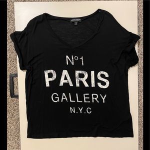 Black V Neck Graphic Tee Size XS